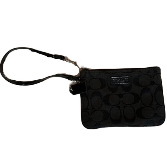 Coach‎ Mini Monogram Black Clutch Card Wallet Wristlet - Picture 1 of 16